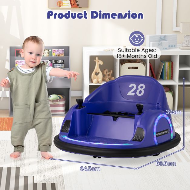 Kids Ride on Battery Powered Bumping Car with Flashing LED Lights-Purple