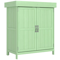 Outsunny Small Shed, Wooden Garden Shed with Openable Hinged Roof and Removable Shelf, 74 x 43 x 88 cm, Light Green