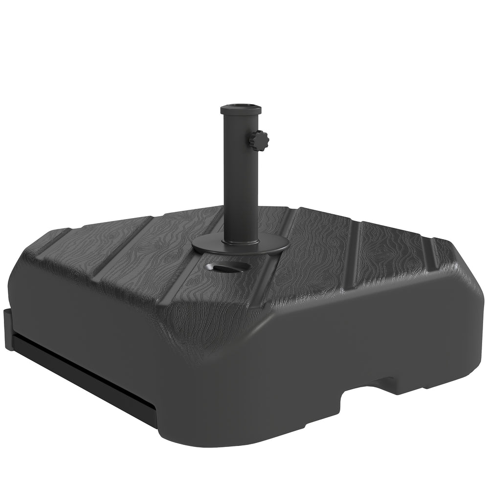 Outsunny Garden Parasol Base with Wheels, Telescopic Handle, 72 kg /45 kg Fillable Sun Umbrella Base Parasol Stand, Black