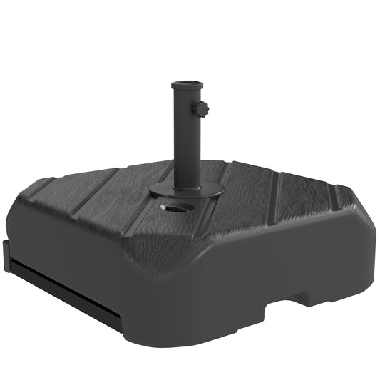 Outsunny Garden Parasol Base with Wheels, Telescopic Handle, 72 kg /45 kg Fillable Sun Umbrella Base Parasol Stand, Black