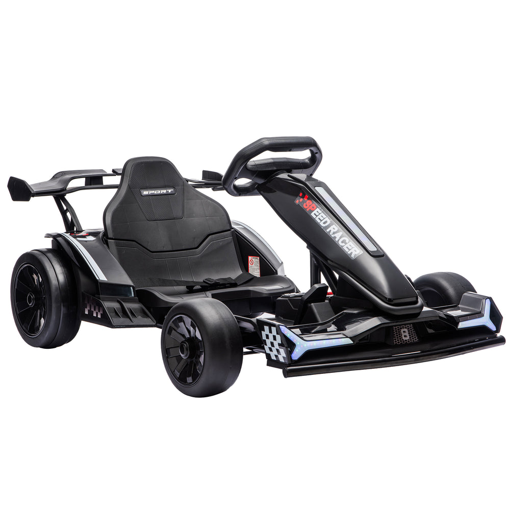 AIYAPLAY 24V Electric Go Kart for Kids 6-12 Years with Drift Mode, Adjustable Seat, 3 Speed, Slow Start, Black
