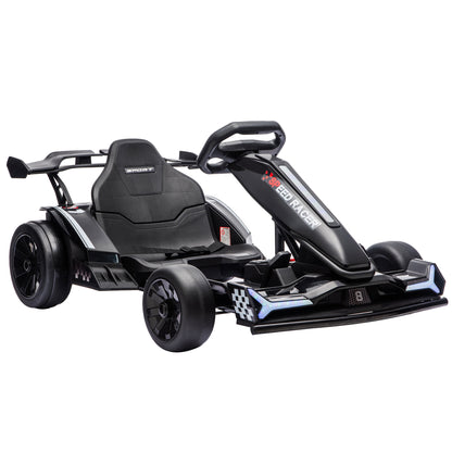 AIYAPLAY 24V Electric Go Kart for Kids 6-12 Years with Drift Mode, Adjustable Seat, 3 Speed, Slow Start, Black