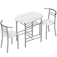 HOMCOM Three-Piece Compact Dining Set - White Marble Effect