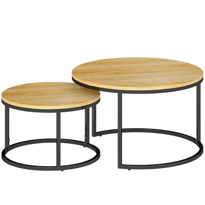 HOMCOM Set of Two Wood-Effect Stacking Tables - Natural