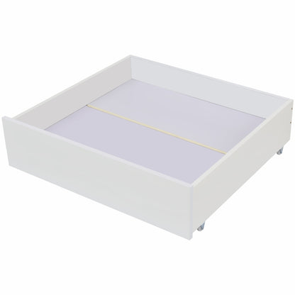 Single Wooden Storage Bed with Built-in Shelves and Underbed Drawer, Pinewood and MDF, for Adults, Kids, Teenagers, 208x100x93 cm, White