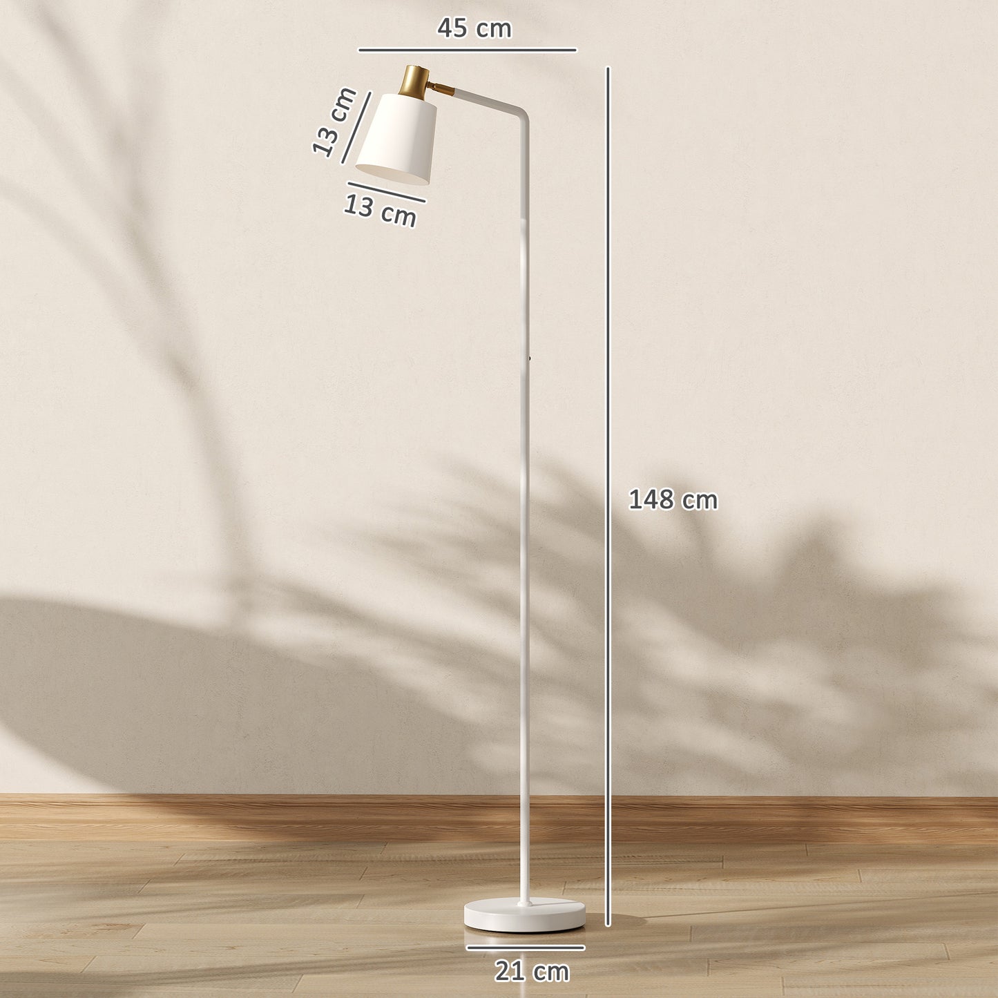 HOMCOM Modern Standing Lamp, Floor Lamp with 350Â° Rotatable Head for Living Room, White