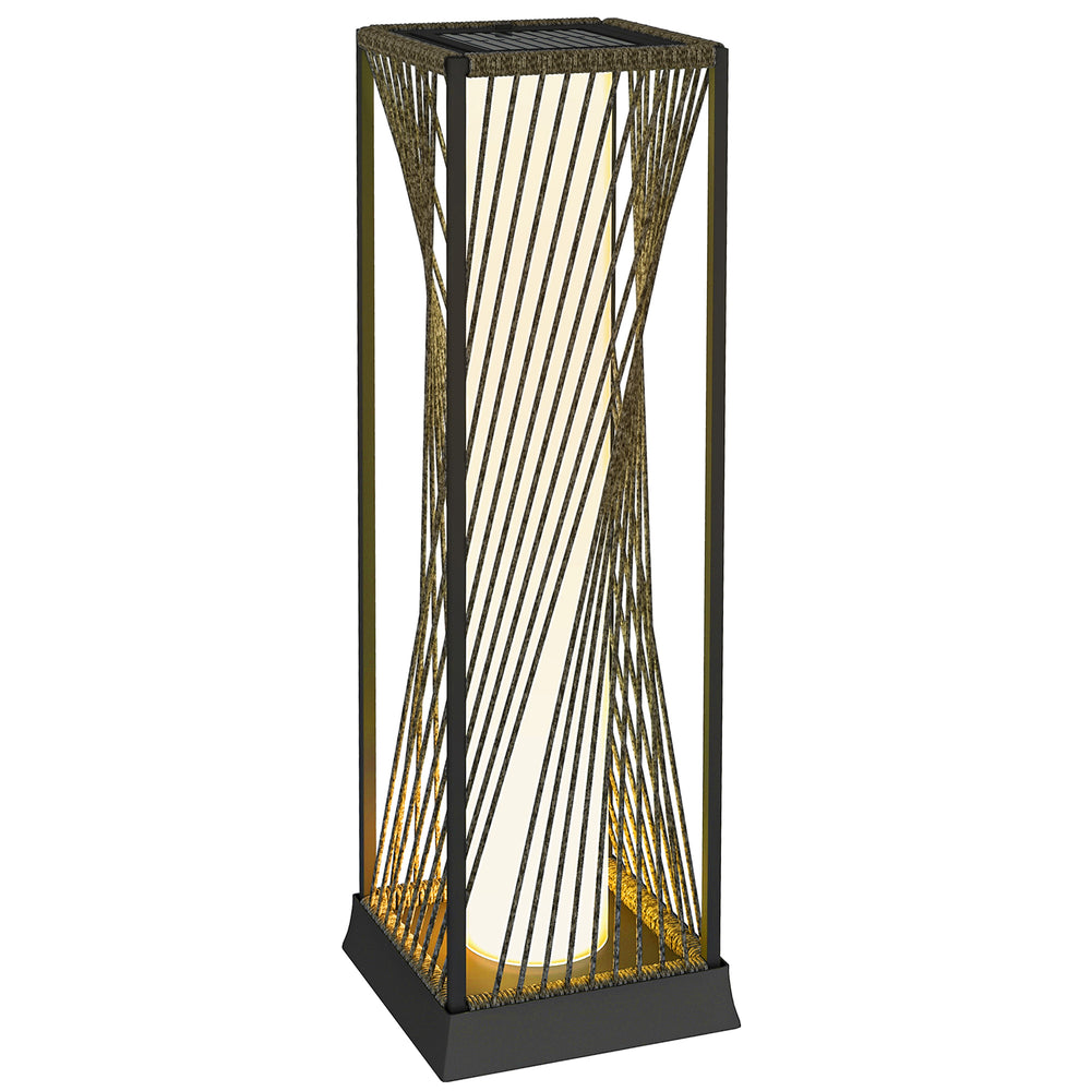 Outsunny Garden Rattan Lamp, 77 cm Tall Solar Rattan Floor Lamp, Solar Garden Light with Auto On/Off LED Lights, IP44 Waterproof for Outdoor, Porch, Pathway, Deck, Grey