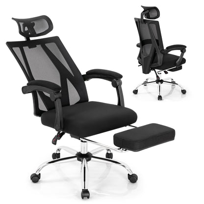 Ergonomic Recliner Mesh Office Chair with Retractable Footrest