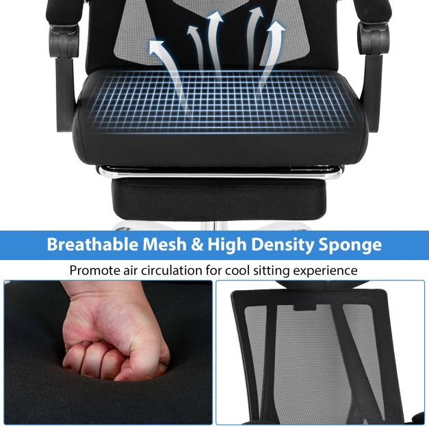 Ergonomic Recliner Mesh Office Chair with Adjustable Headrest for Home Office