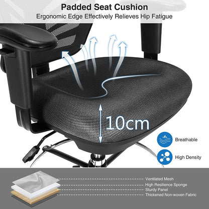 Mesh Drafting Chair with Adjustable Footrest-Black