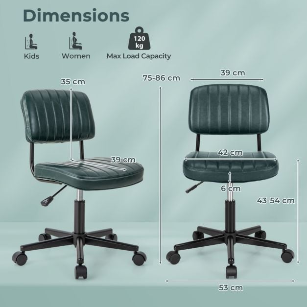 Adjustable Ergonomic Leisure Chair with PU Leather-Green