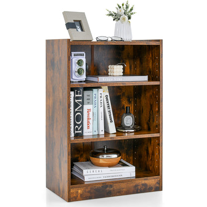 3-Tier Floor Standing Open Bookshelf with Anti-toppling Device-Rustic Brown