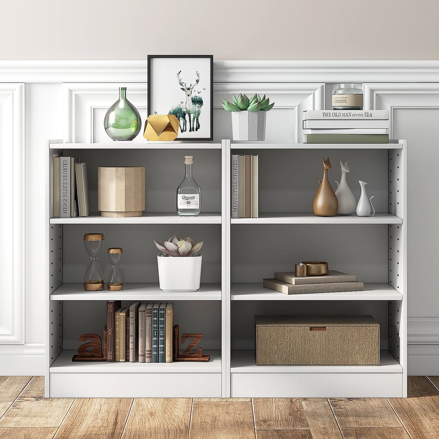 3-Tier Floor Standing Open Bookshelf with Anti-toppling Device-White