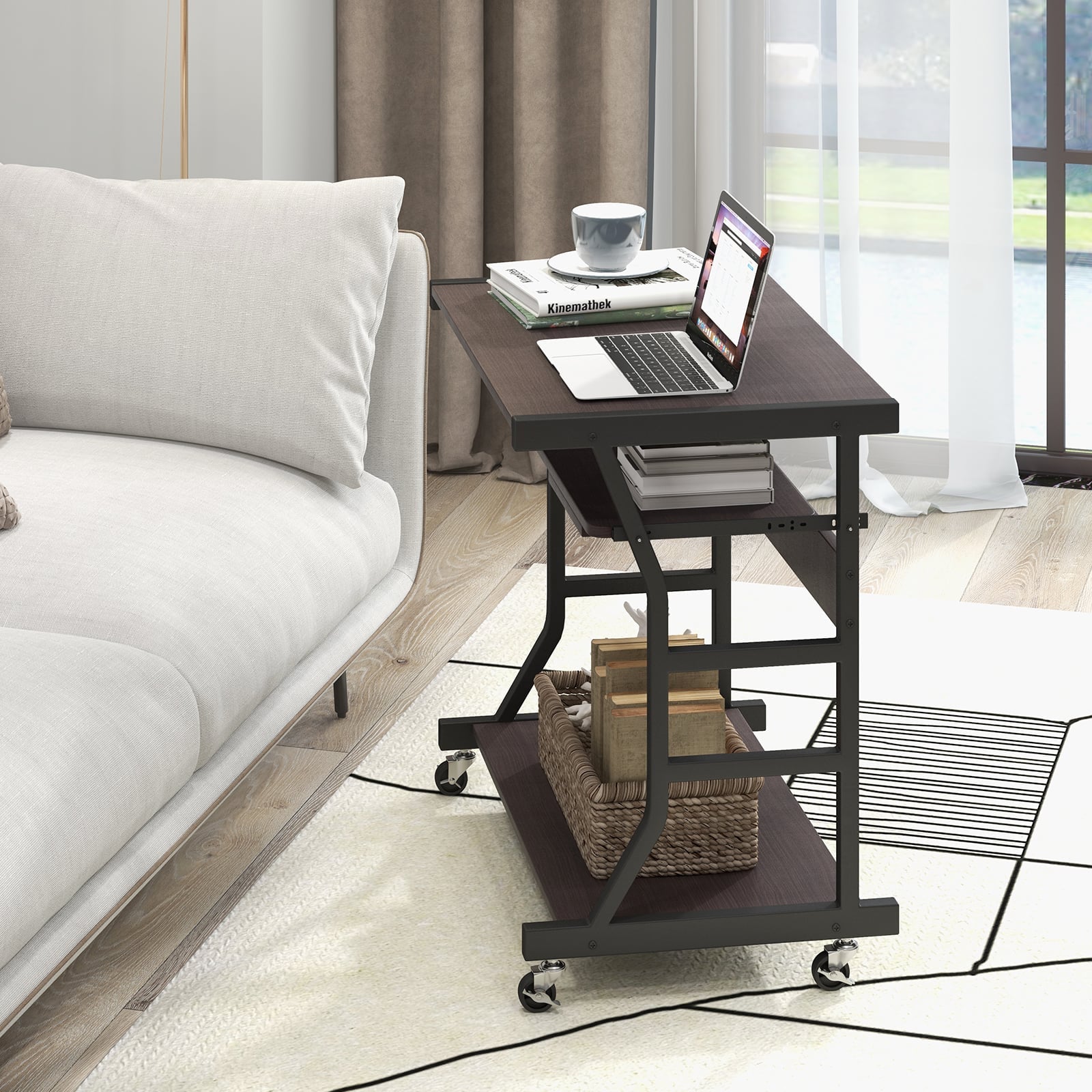 29.5" Computer Desk with Pull-out Keyboard Tray and Wheels