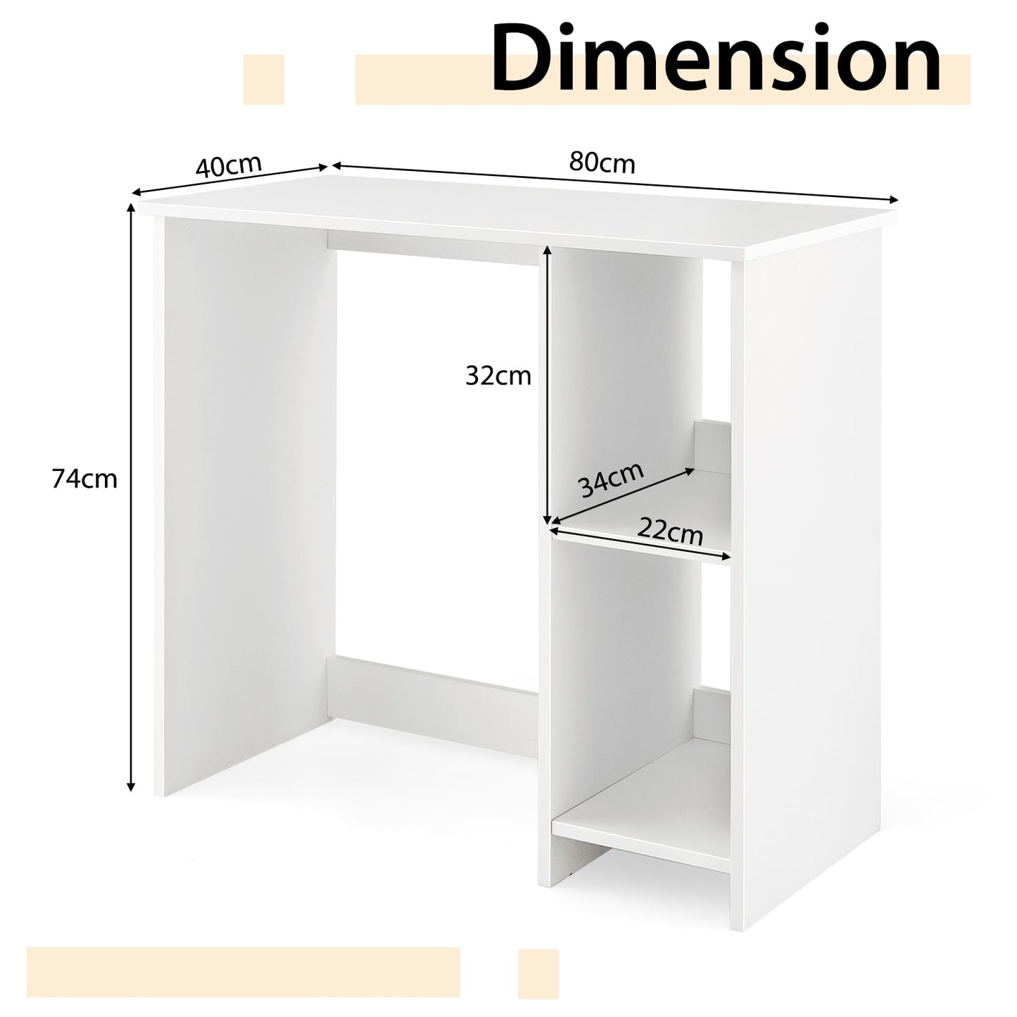 31.5 Inch Home Office Desk for Small Space-White