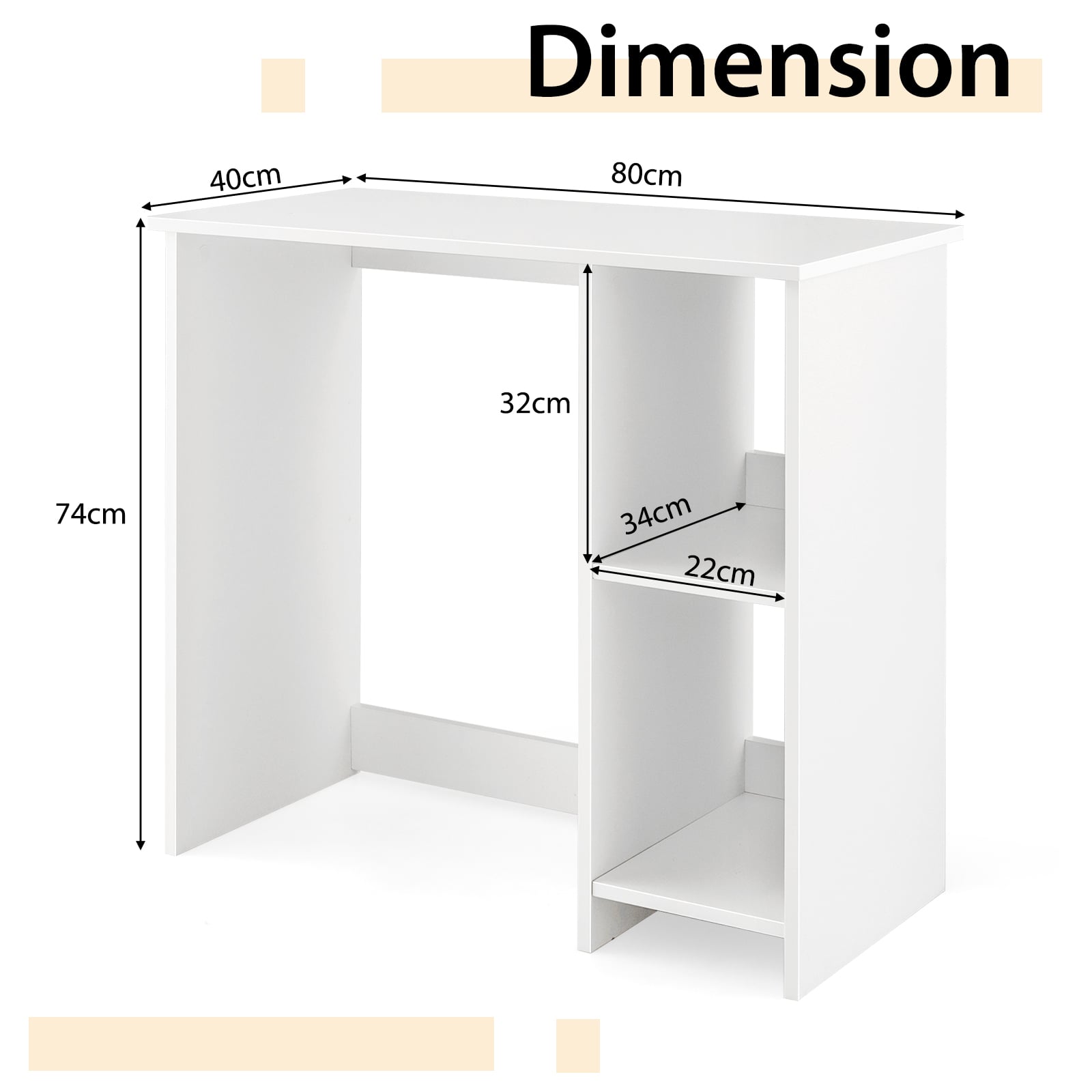 31.5 Inch Home Office Desk for Small Space-White