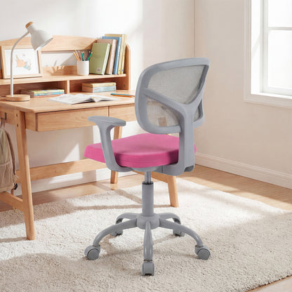 Kids Desk Chair with Adjustable Seat Height and Swivel Wheels for Ages 3+-Rose