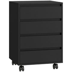 HOMCOM Four-Drawer Office Filing Cabinet, with Wheels - Black