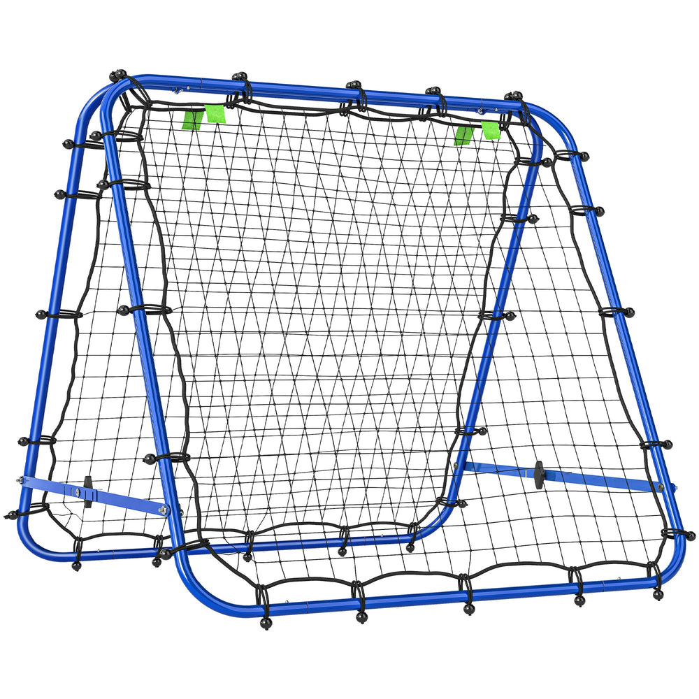 HOMCOM Double Sided Football Rebounder Net, Football Rebound Goal with Five Adjustable Angles, Blue