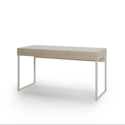 Minimalist desk with a light finish on a white background