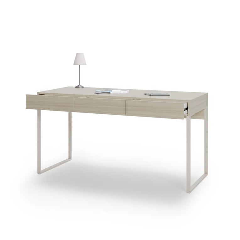 Modern desk with a lamp on a white background