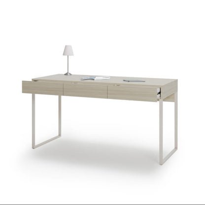 Modern desk with a lamp on a white background