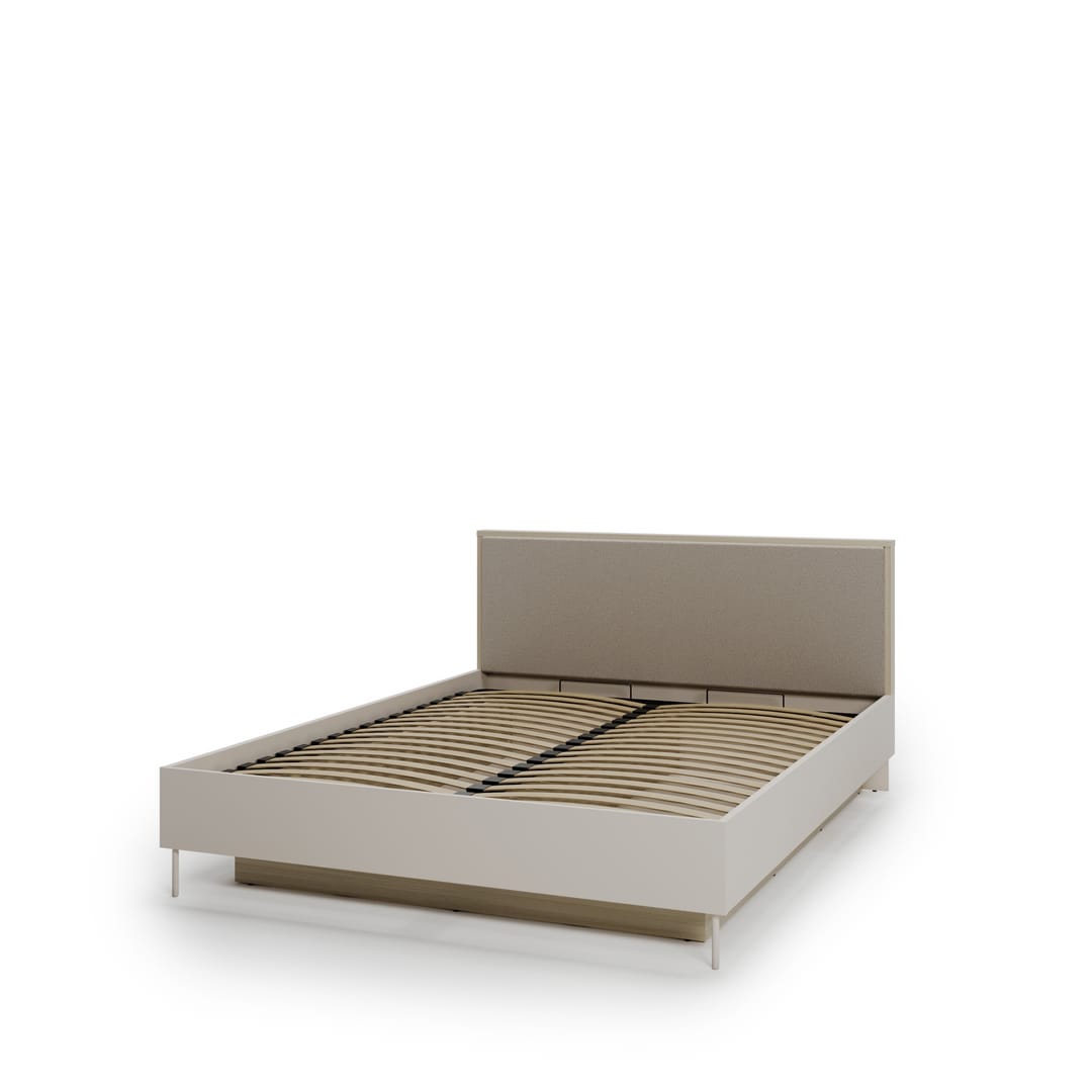 Beige bed frame on a white background
