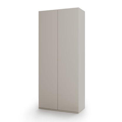 Beige wardrobe with two doors on a white background
