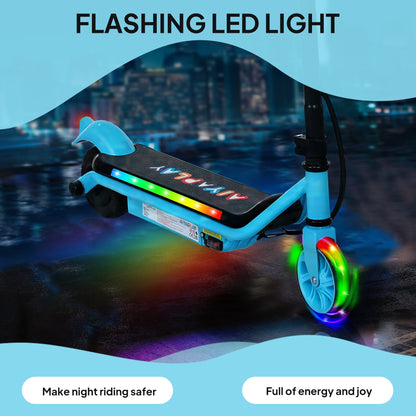 AIYAPLAY Electric Scooter for Kids Aged 6-14 Years, with Colourful Lights, Blue