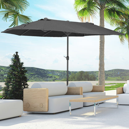 Outsunny 4.6m Double Garden Parasol - Black