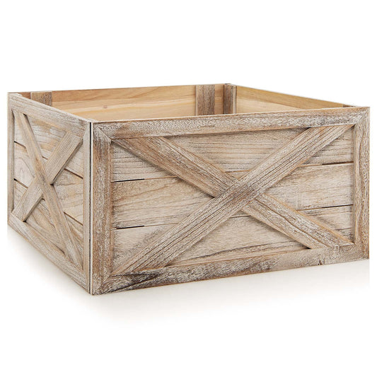 Christmas Tree Box Stand with Hook and Loop Fasteners-Brown-L