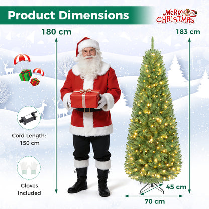183/152 cm Pre-lit Christmas Tree with 743/300 Branch Tips and 250/150 Warm White LED Light-M