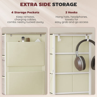 HOMCOM Chest of Ten Fabric Drawers - Natural Wood Finish