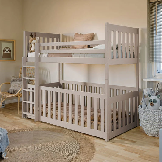 Wooden Bunk Bed Cris with Cot Bed