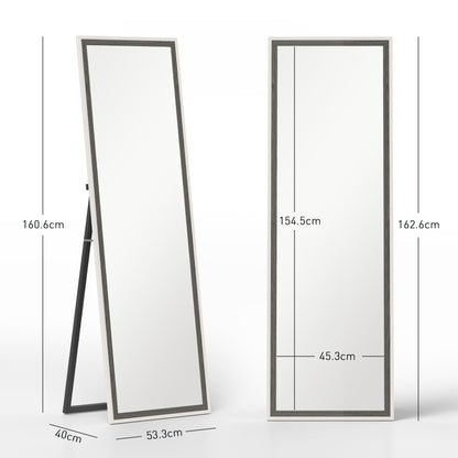 HOMCOM 162.6 cm Two-Tone Full Length Mirror - White/Grey-Tone