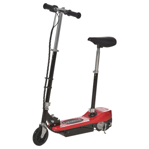 HOMCOM Powered E-Scooter Ride-On, with Brakes, Adjustable Seat, Adjustable Handlebars, Red