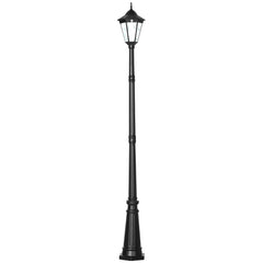 Outsunny 2.4 m Garden Lamp Post Light, LED Solar Powered Patio Path Lighting Lamp with Aluminium Frame, PIR Motion Sensor for Lawn, Pathway, Driveway, Black
