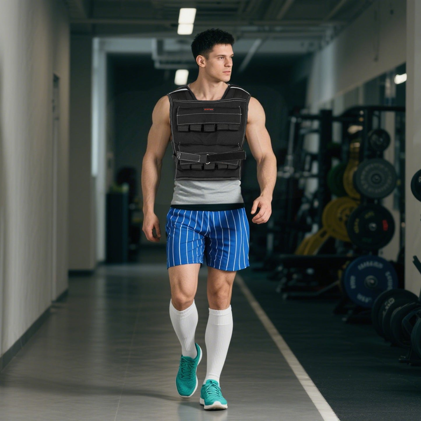 SPORTNOW 20KG Adjustable Weighted Vest, Running Weight Vest, with 30 Metal Weights, Reflective Strips, for Running, Exercise