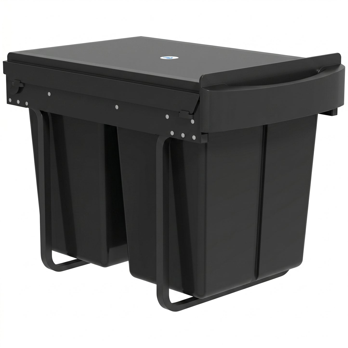 HOMCOM Pull Out Bin, Kitchen Under Sink Bin with 2 Removable Compartments, Smooth Glide, Black