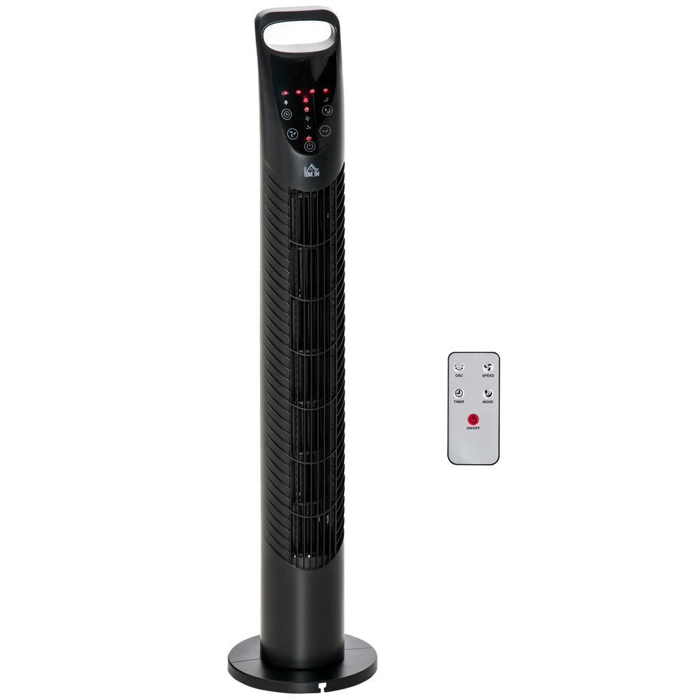 HOMCOM 31 Inch Bladeless Oscillating Tower Fan with 70° Oscillation, Remote Control, 7.5H Timer, 3 Speed 3 Modes, Electric Floor Standing Cooling Fan for Home Bedroom Office, Black