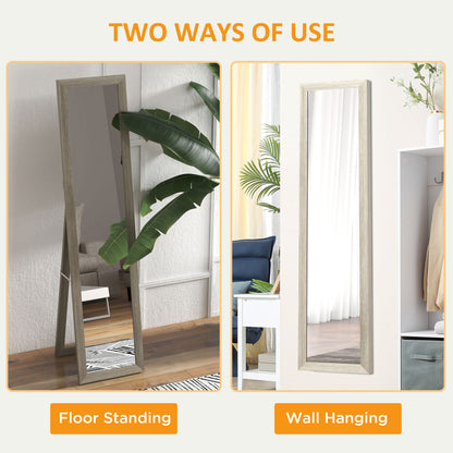 HOMCOM Full Length Mirror, 37 x 157 cm, Hanging or Freestanding, Rectangular Glass Full Body Mirror with Frame for Living Room, Bedroom, Cloakroom, Grey
