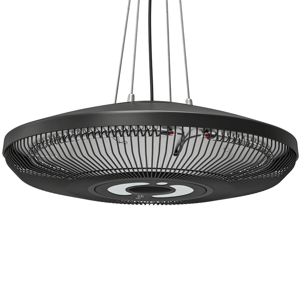 Outsunny Hanging Electric Patio Heater with LED Light, 1000/2000 W IP65 Outdoor Infrared Heater with Touch/Remote Control, Black