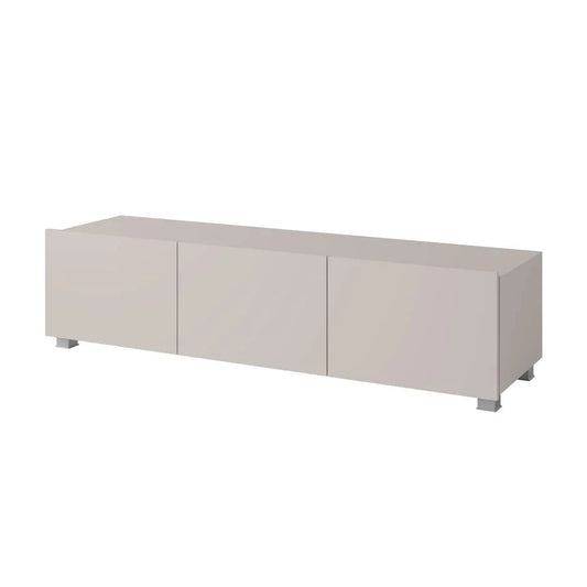 Light gray sideboard with three doors on a white background