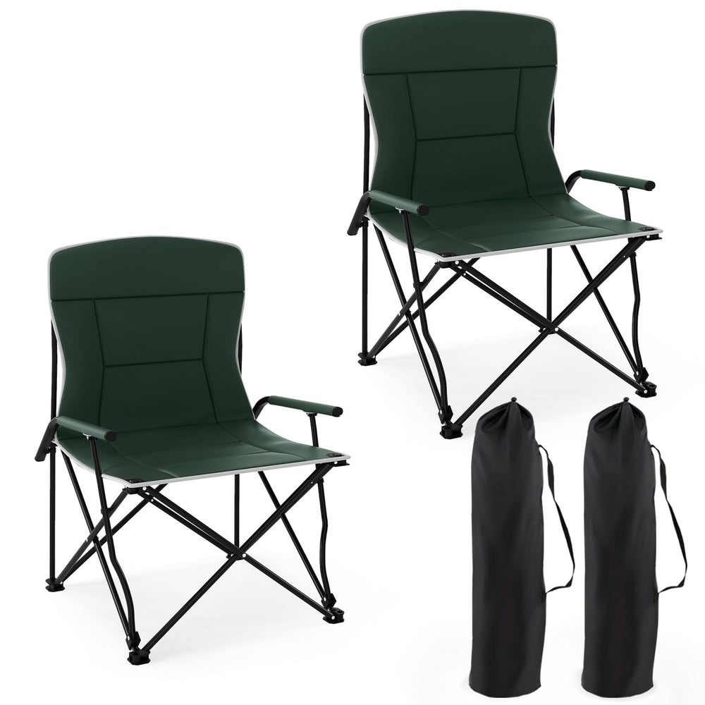 Camping Chair with Adjustable Umbrella and Portable Carrying Bag-Green 2 Pack