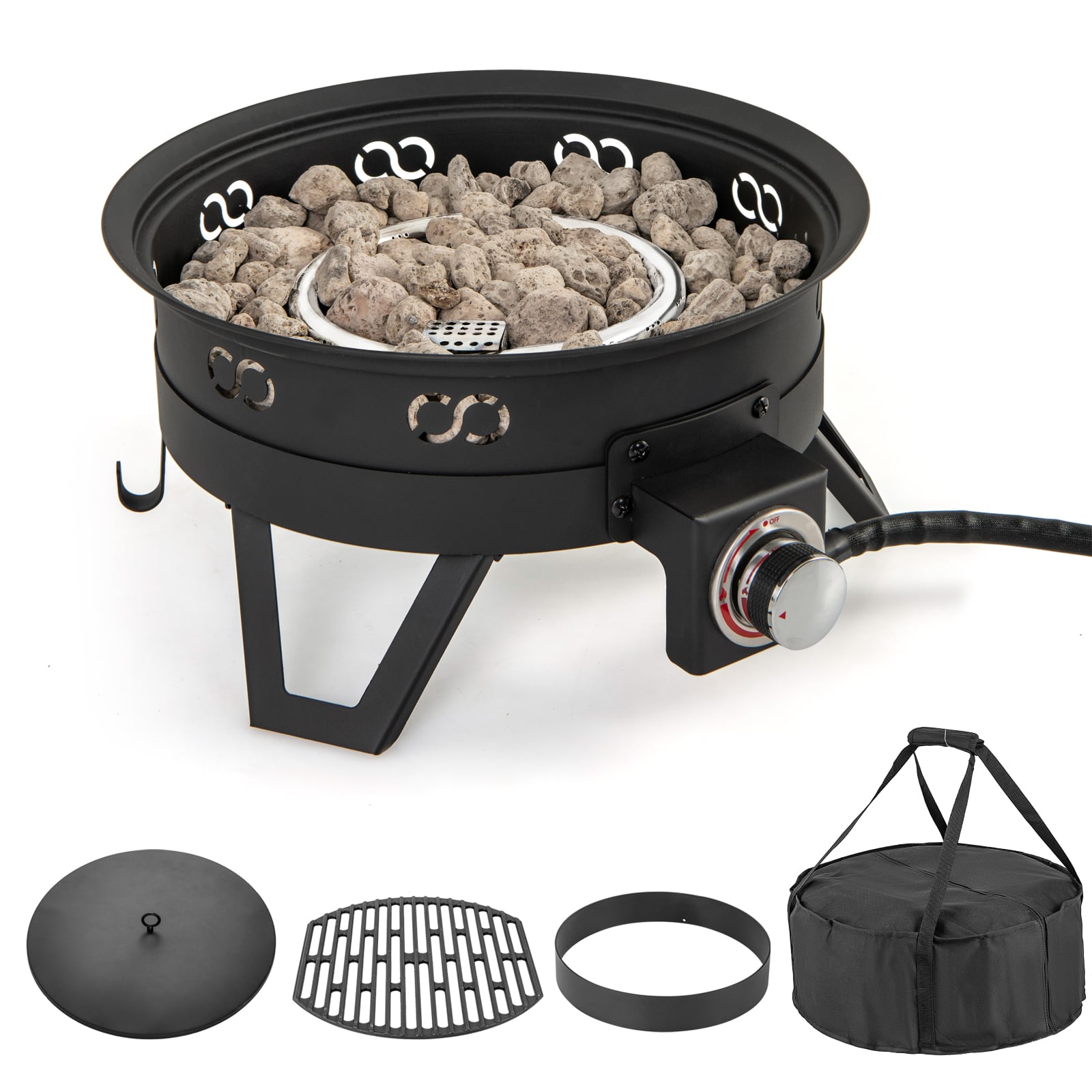 Camping 44cm 58000 BTU Propane Firepit Portable Gas Fire Pit