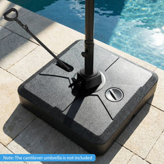 Cantilever Umbrella Base with Wheels and Retractable Pull Rod 150 kg Water and Sand-Black