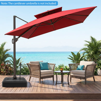 Cantilever Umbrella Base with Wheels and Retractable Pull Rod 150 kg Water and Sand-Black