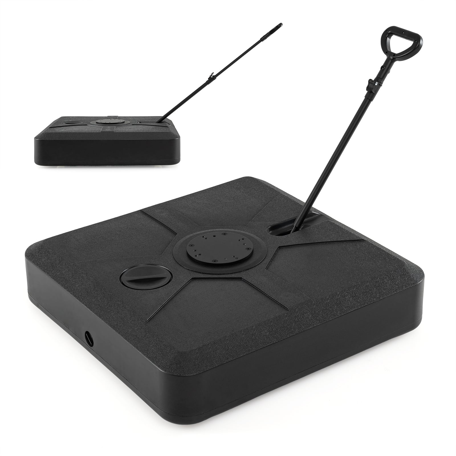 Cantilever Umbrella Base with Wheels and Retractable Pull Rod 150 kg Water and Sand-Black