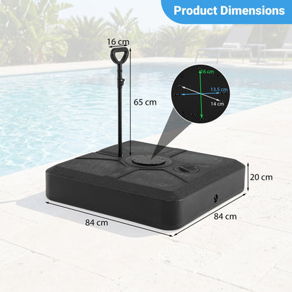 Cantilever Umbrella Base with Wheels and Retractable Pull Rod 150 kg Water and Sand-Black