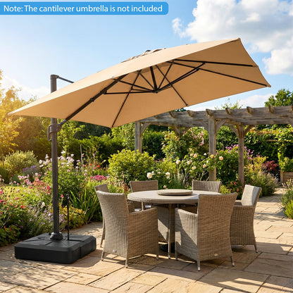 Cantilever Umbrella Base with Wheels and Retractable Pull Rod 150 kg Water and Sand-Black